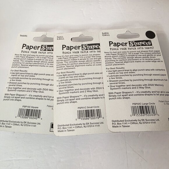 7 Paper Shapers Craft DIY Punches EK Success Sun Tooth Dimond Square Circles - Picture 3 of 5